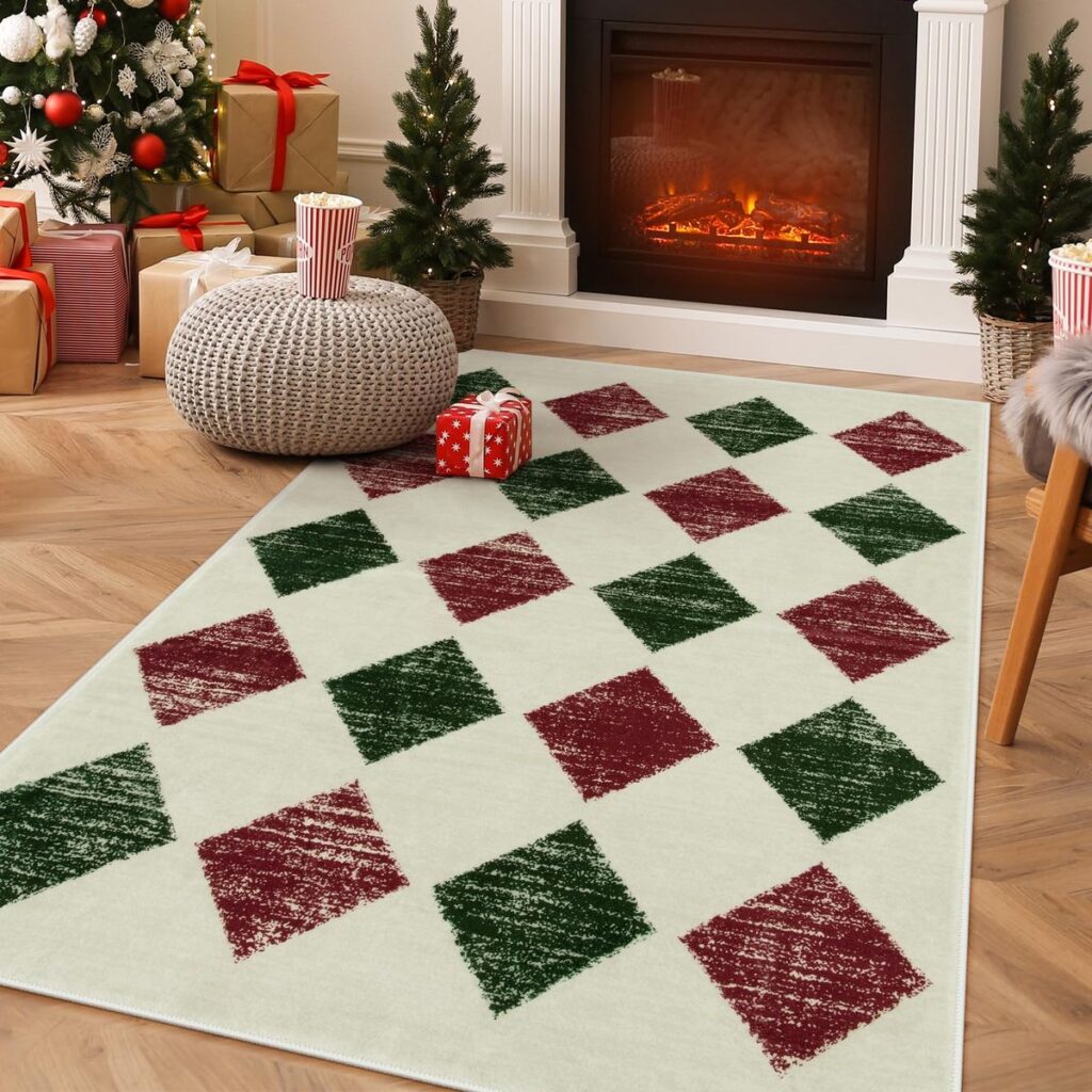 washable Christmas rugs for living room