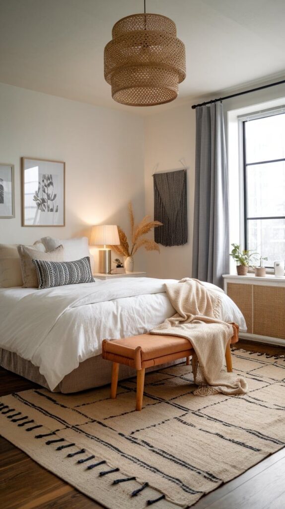 King size bed rug placement